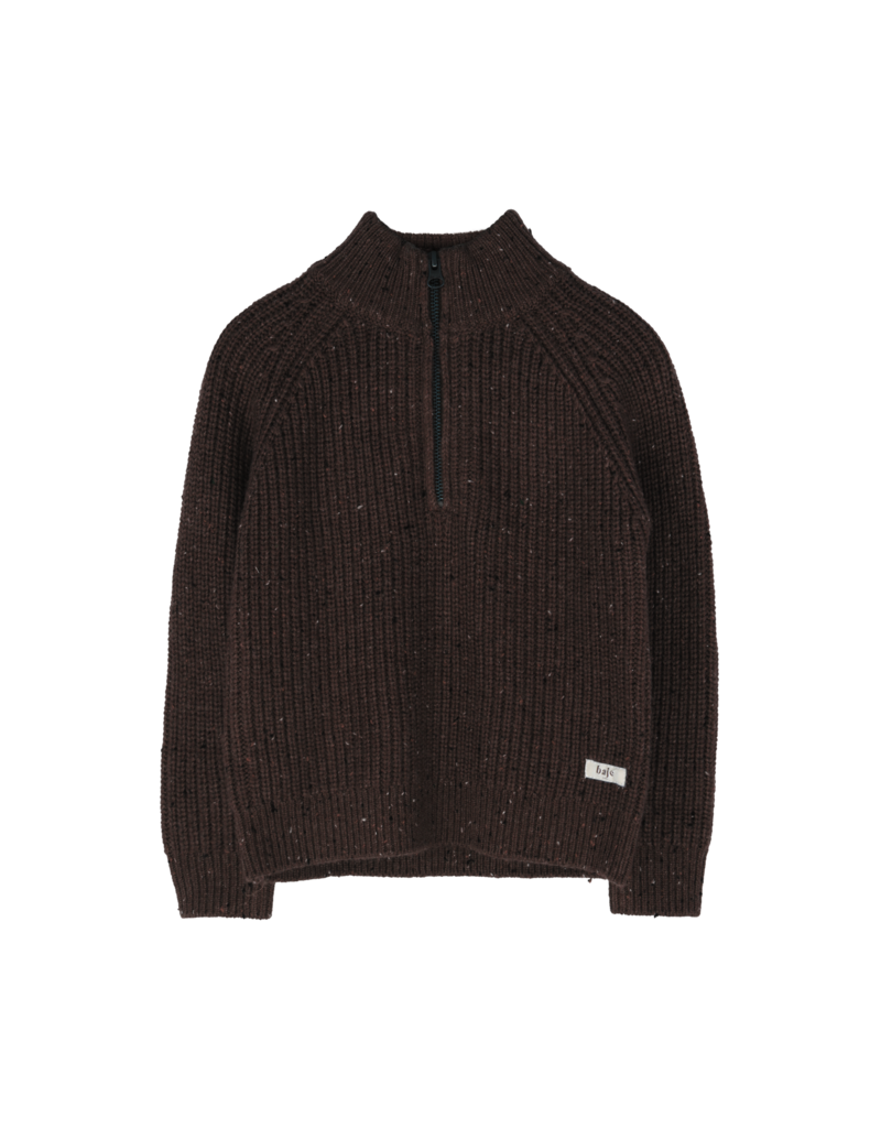 Baje Studio Fox Zip Collar Sweater Brown Choco