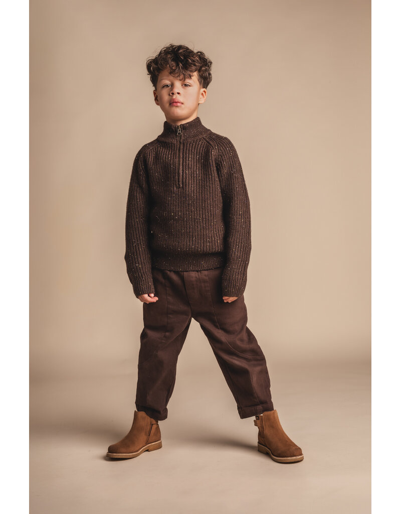 Baje Studio Fox Zip Collar Sweater Brown Choco