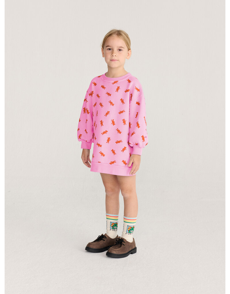 Bobo Choses Softpaw Monster all over sweatshirt dress