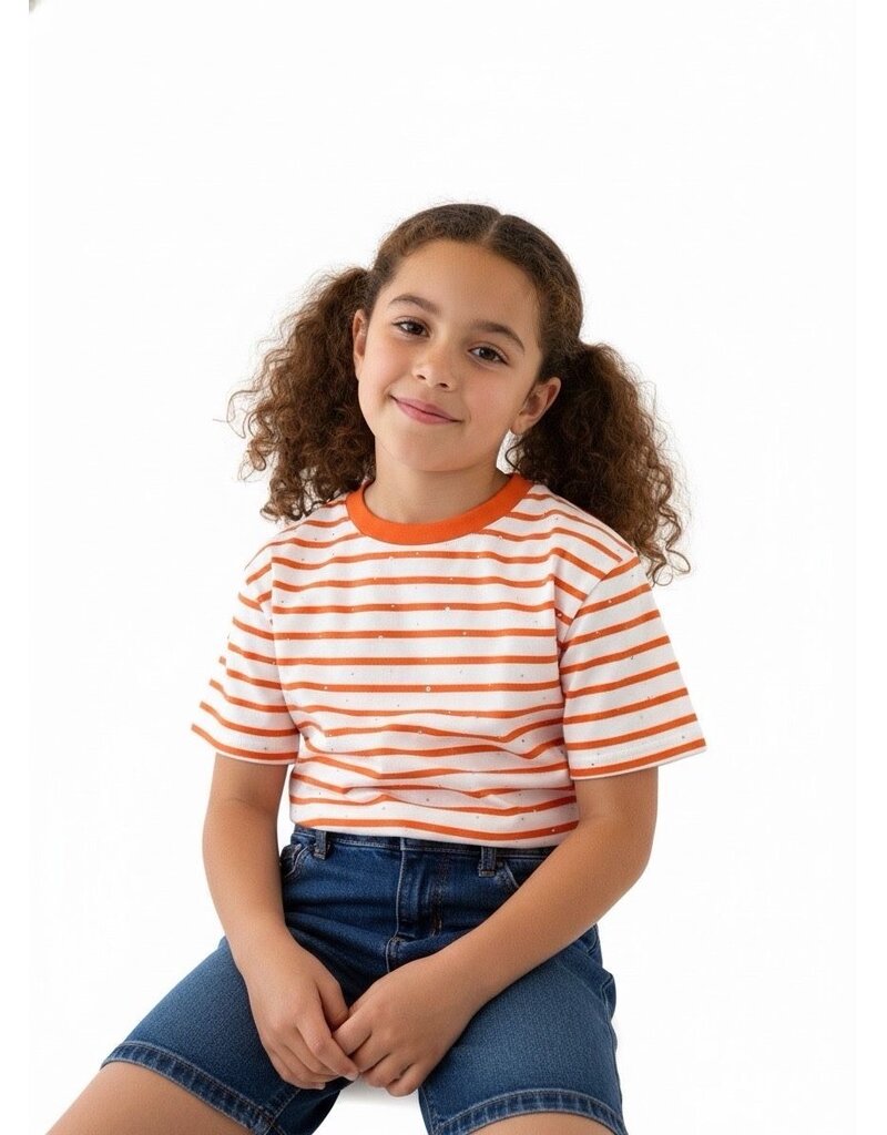 GG Luxe Stripe T-Shirt Orange White