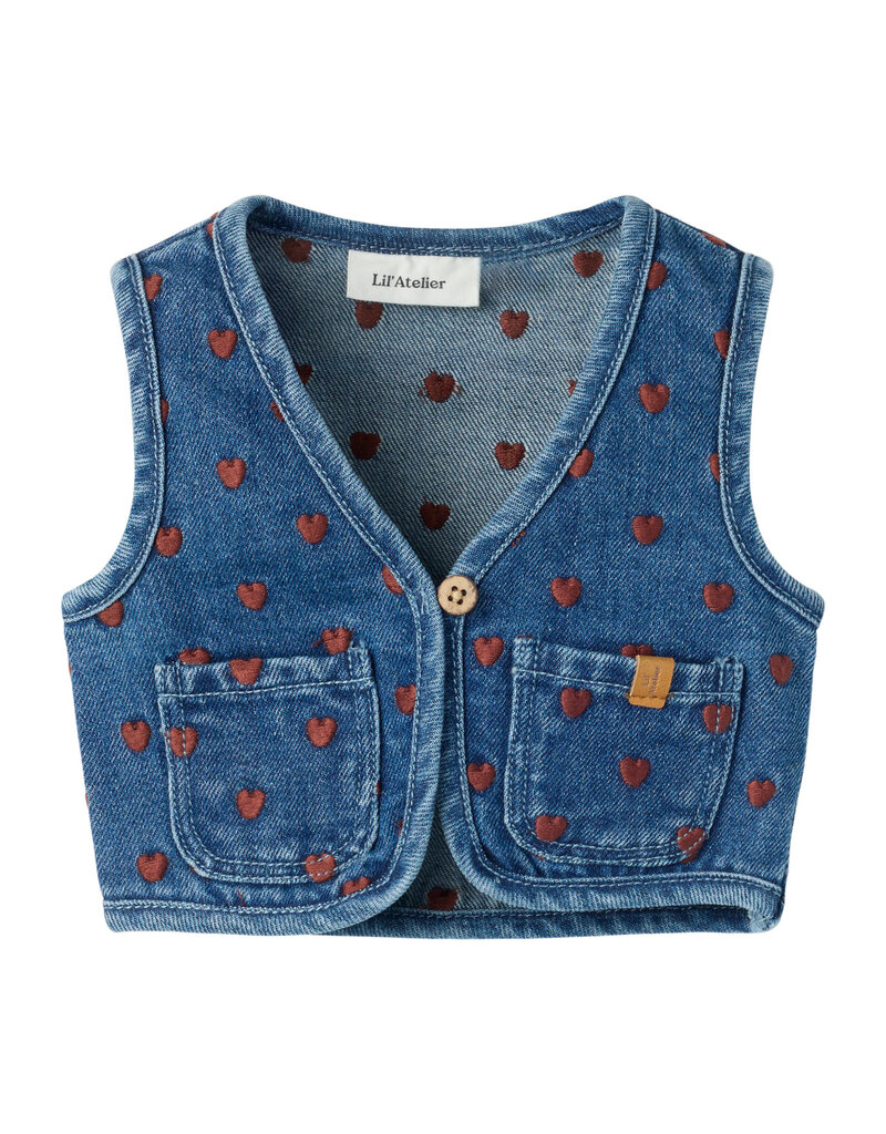 Lil' Atelier Liva Loose Denim Vest Dark Blue