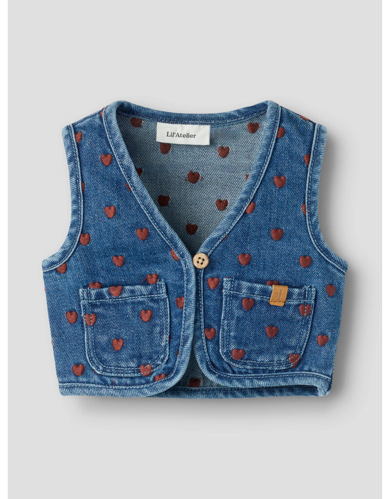Lil' Atelier Liva Loose Denim Vest Dark Blue