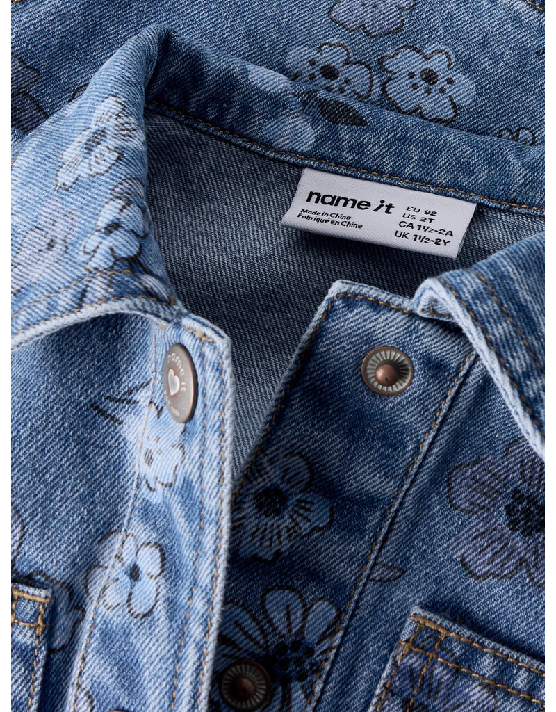 name it Joy Denim AOP Jacket Medium Blue Flower