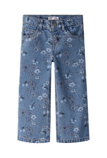 name it Rose Wide AOP Jeans Medium Blue Flower