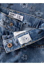 name it Rose Wide AOP Jeans Medium Blue Flower