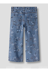 name it Rose Wide AOP Jeans Medium Blue Flower