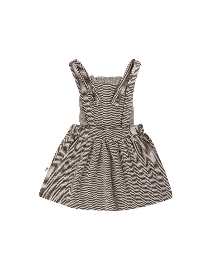 House of Jamie Ruffled Salopette Dress Sandshell Zig Zag (Jacquard)