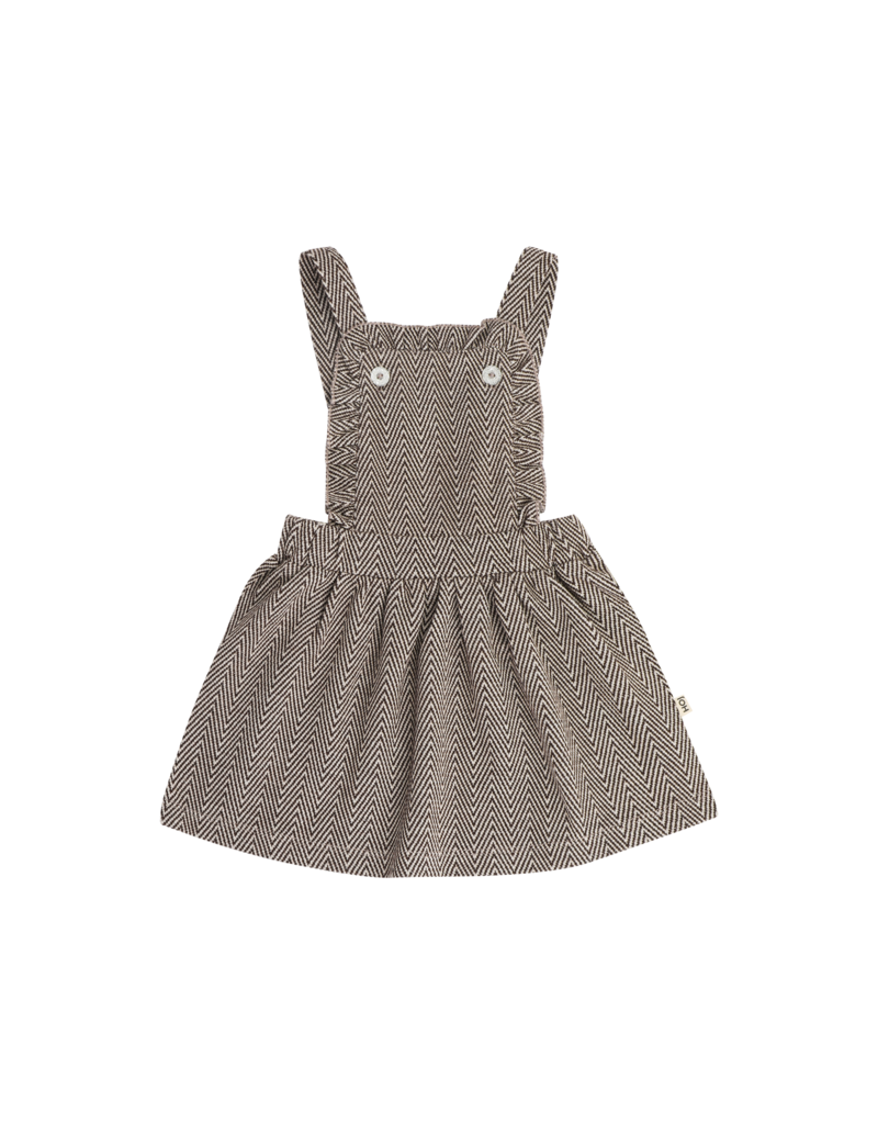 House of Jamie Ruffled Salopette Dress Sandshell Zig Zag (Jacquard)