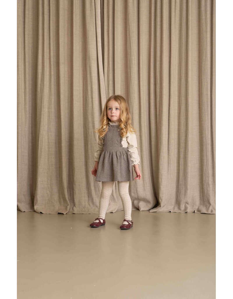 House of Jamie Ruffled Salopette Dress Sandshell Zig Zag (Jacquard)