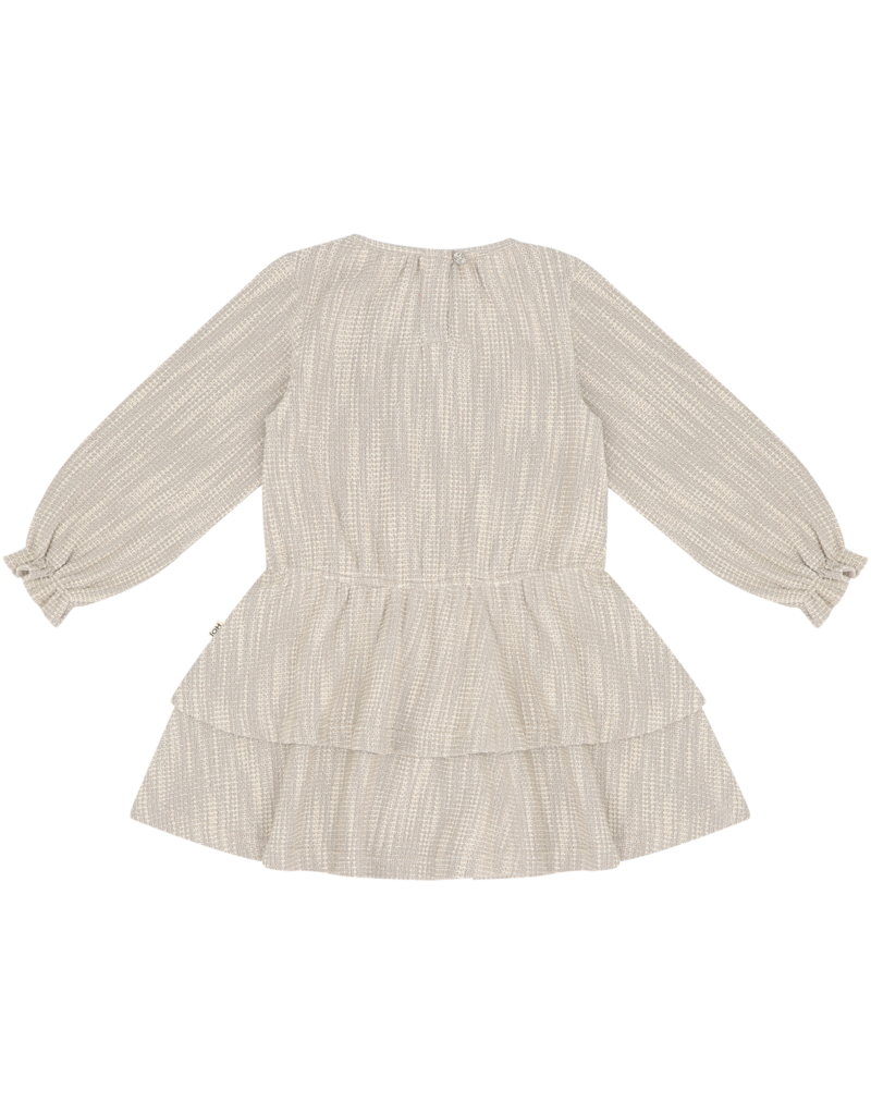 House of Jamie Ruffled Dress (LS) Sandshell Glamour (Tweed Jacquard)