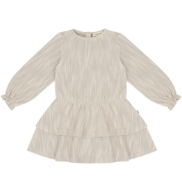 House of Jamie Ruffled Dress (LS) Sandshell Glamour (Tweed Jacquard)