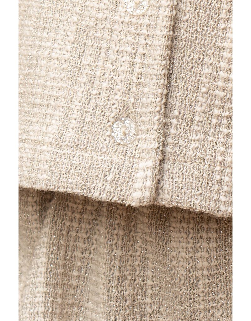 House of Jamie Ruffled Dress (LS) Sandshell Glamour (Tweed Jacquard)