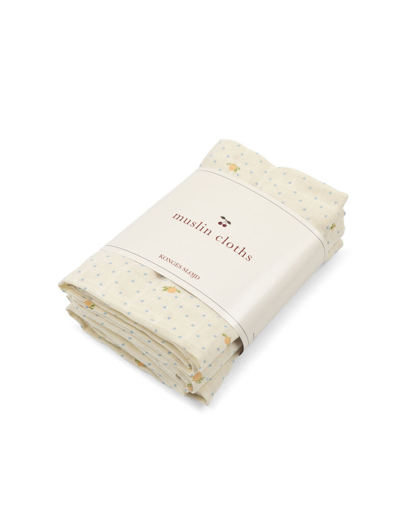 Konges Sløjd 3 Pack Muslin Cloth Lemon Dot