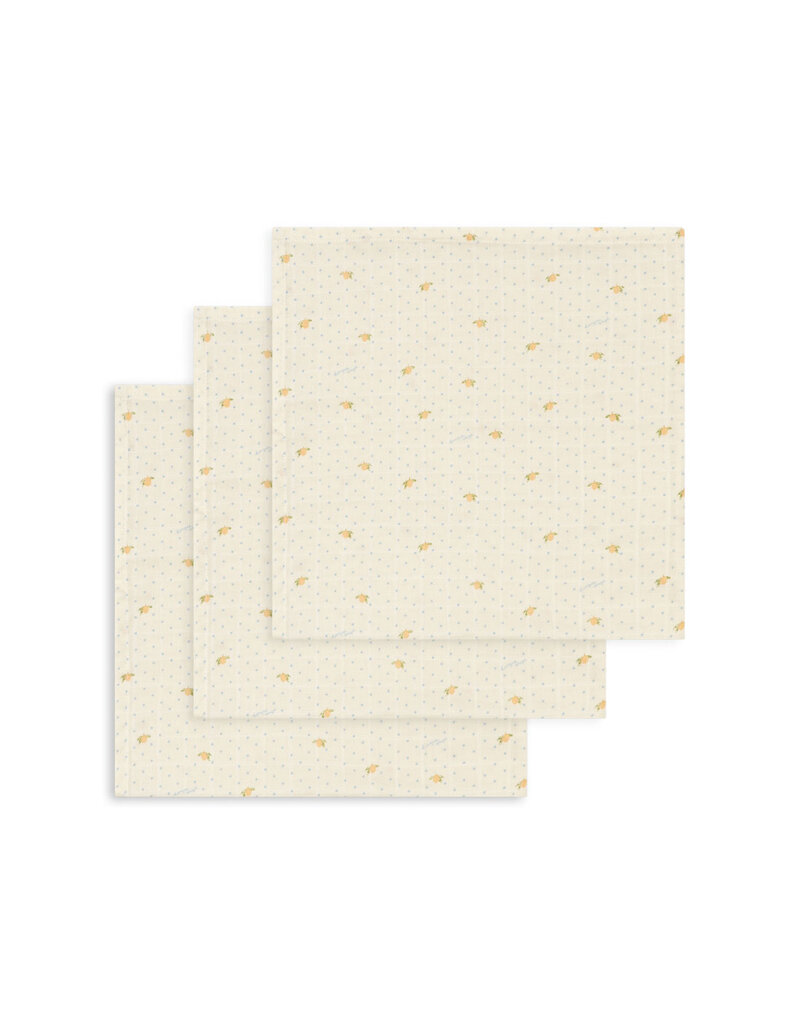 Konges Sløjd 3 Pack Muslin Cloth Lemon Dot