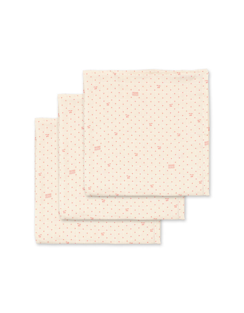 Konges Sløjd 3 Pack Muslin Cloth Cherry Dot