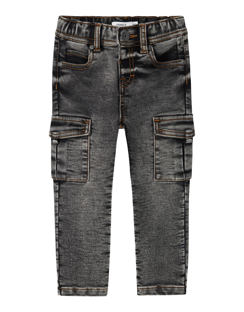 name it Silas Slim Cargo Dark Grey Denim