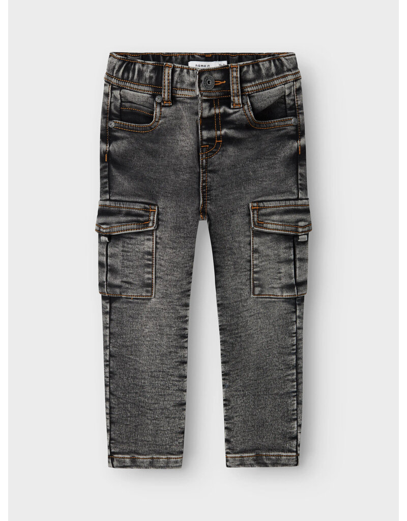 name it Silas Slim Cargo Dark Grey Denim