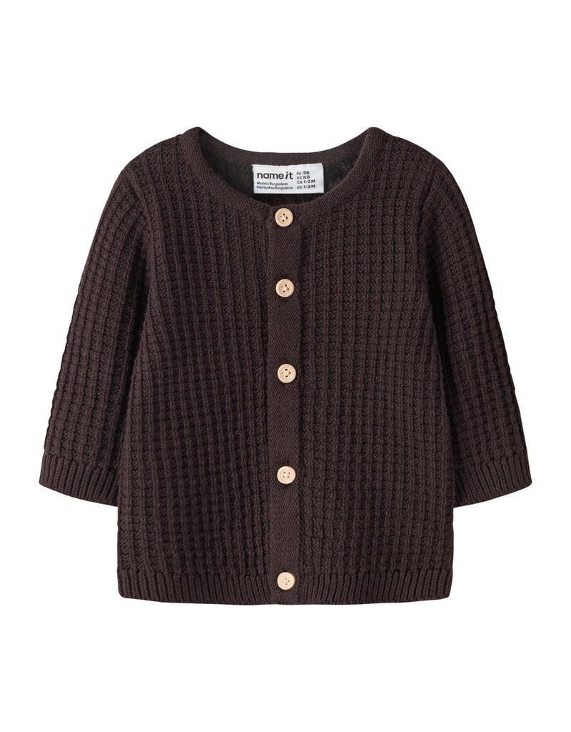 name it Olivar Knit Cardigan Chocolate Plum