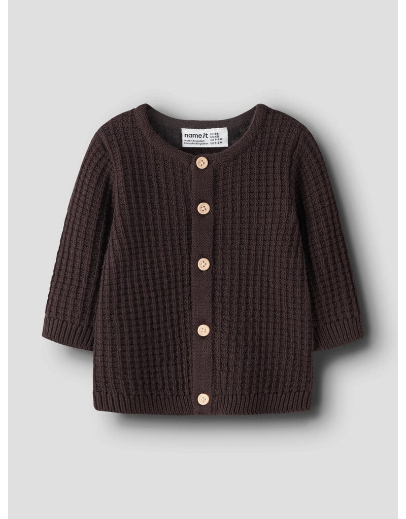 name it Olivar Knit Cardigan Chocolate Plum