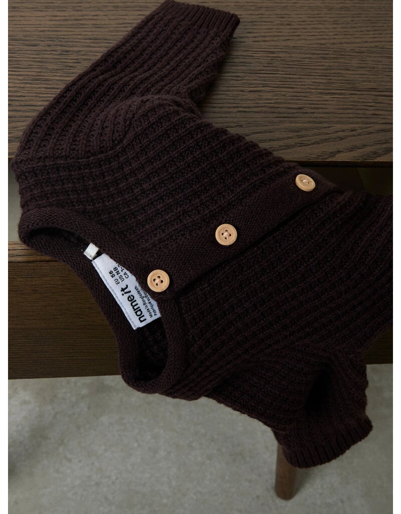 name it Olivar Knit Cardigan Chocolate Plum