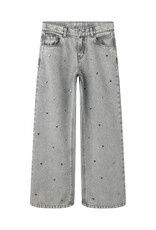 name it Rose Wide Heart Studs Light Grey Denim