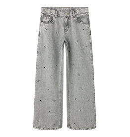 name it Rose Wide Heart Studs Light Grey Denim