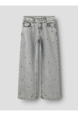 name it Rose Wide Heart Studs Light Grey Denim