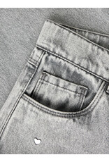 name it Rose Wide Heart Studs Light Grey Denim