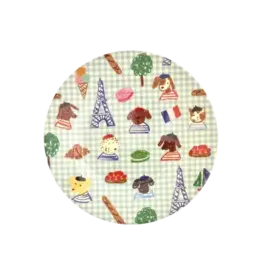 Rice Melamine Brod Blue Kids in Paris Print