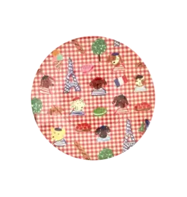 Rice Melamine Bord Red Kids in Paris Print