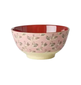 Rice Melamine Bowl with Swan Print - Medium - 700 ml