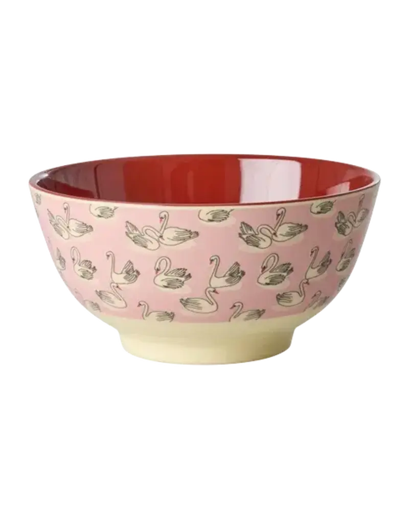 Rice Melamine Bowl with Swan Print - Medium - 700 ml