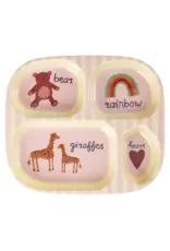 Rice Melamine Kids 4 Room Plate with Pink ABC Print