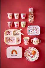 Rice Melamine Kids 4 Room Plate with Pink ABC Print