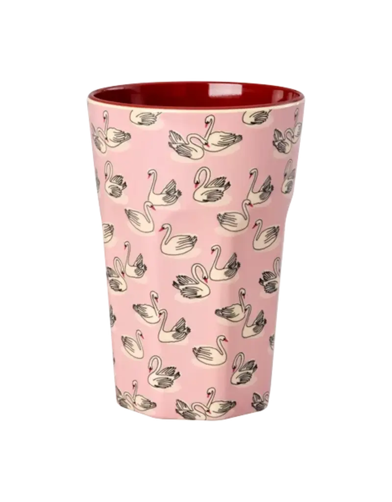 Rice Melamine Cup with Swan Print - Tall - 400 ml
