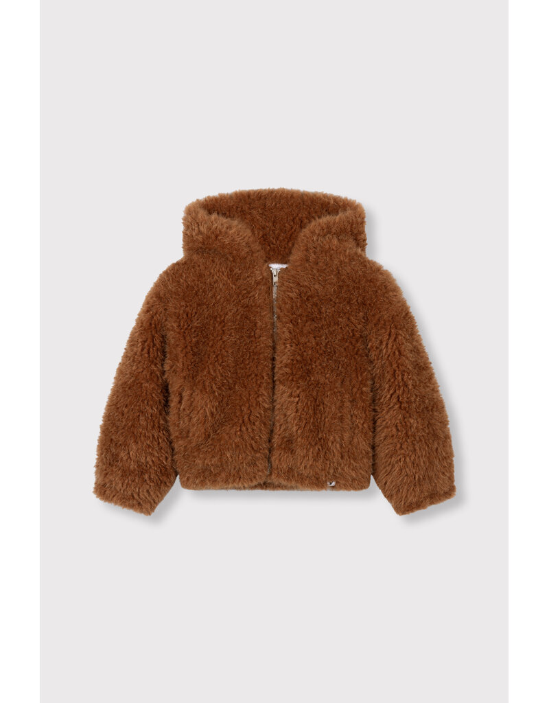 Alix the Label Woven Fur Coat Cognac