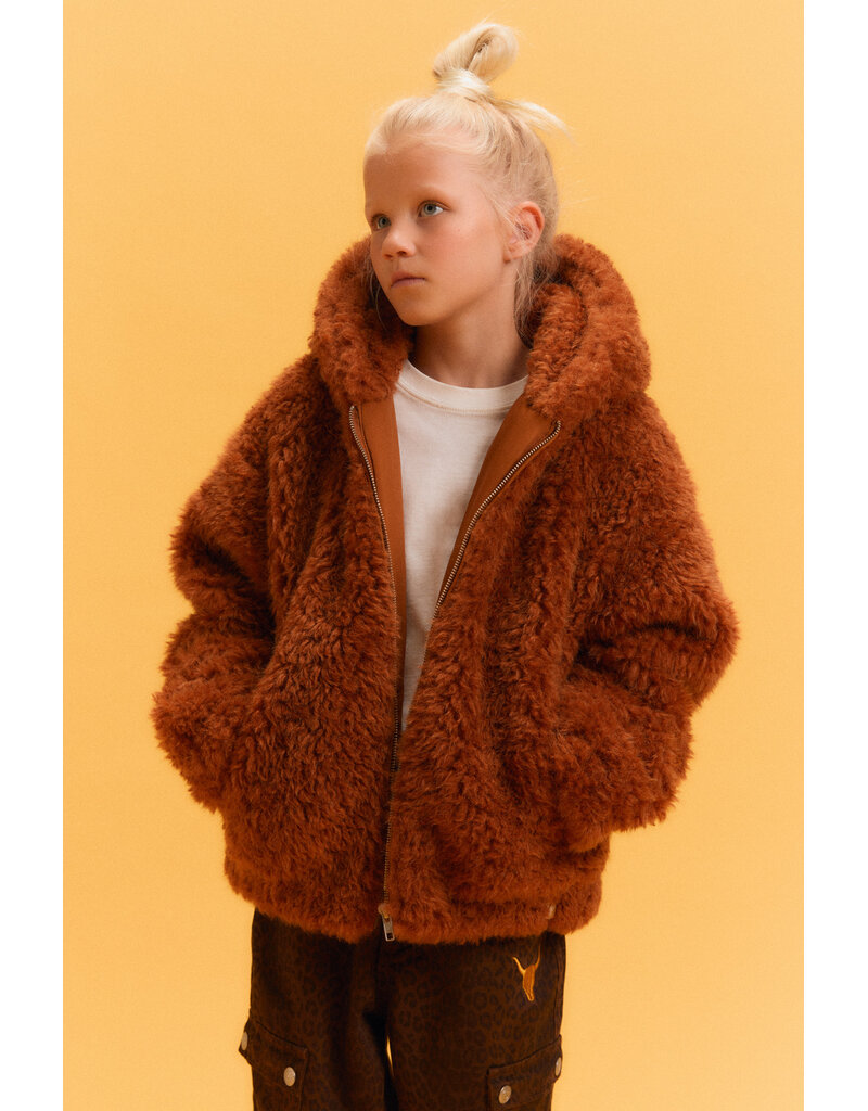 Alix the Label Woven Fur Coat Cognac