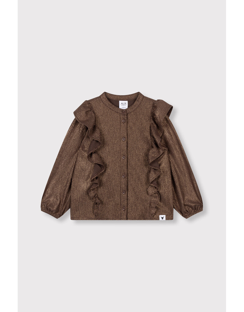 Alix the Label Knitted Shiny Ruffle Blouse