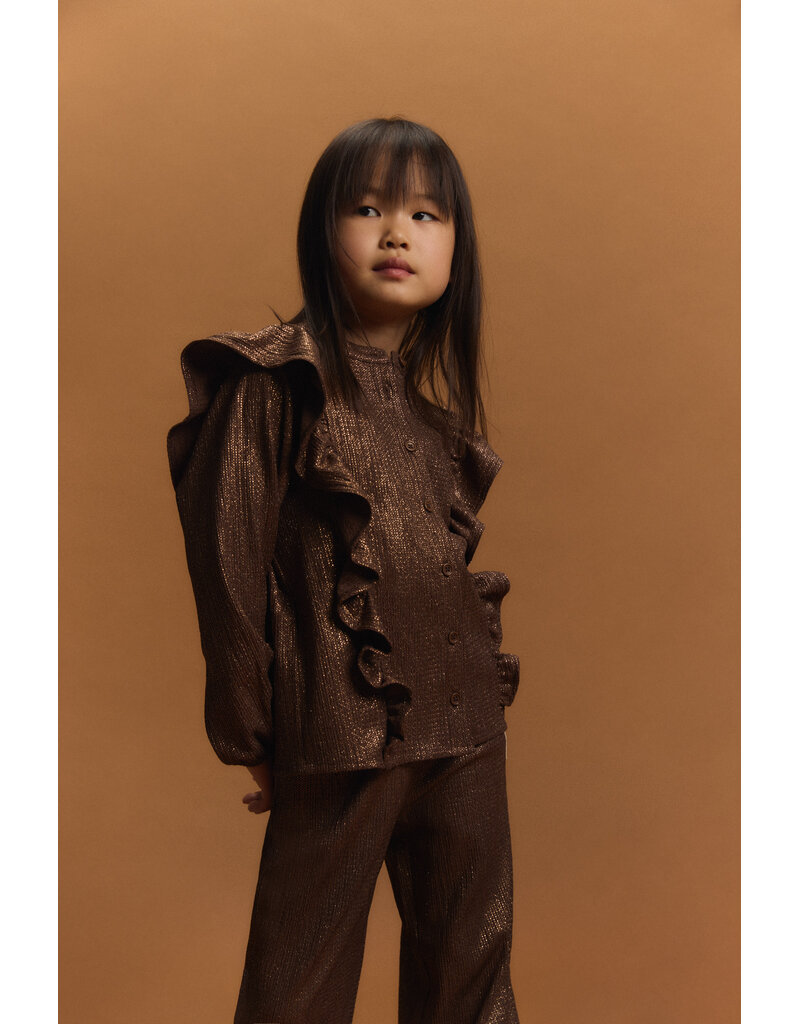 Alix the Label Knitted Shiny Ruffle Blouse