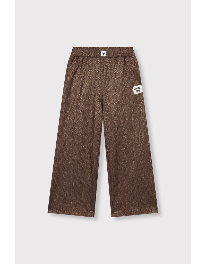 Alix the Label Knitted Shiny Wide Leg Pants Warm Brown