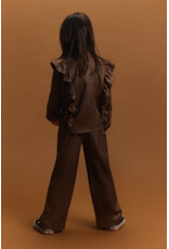 Alix the Label Knitted Shiny Wide Leg Pants Warm Brown