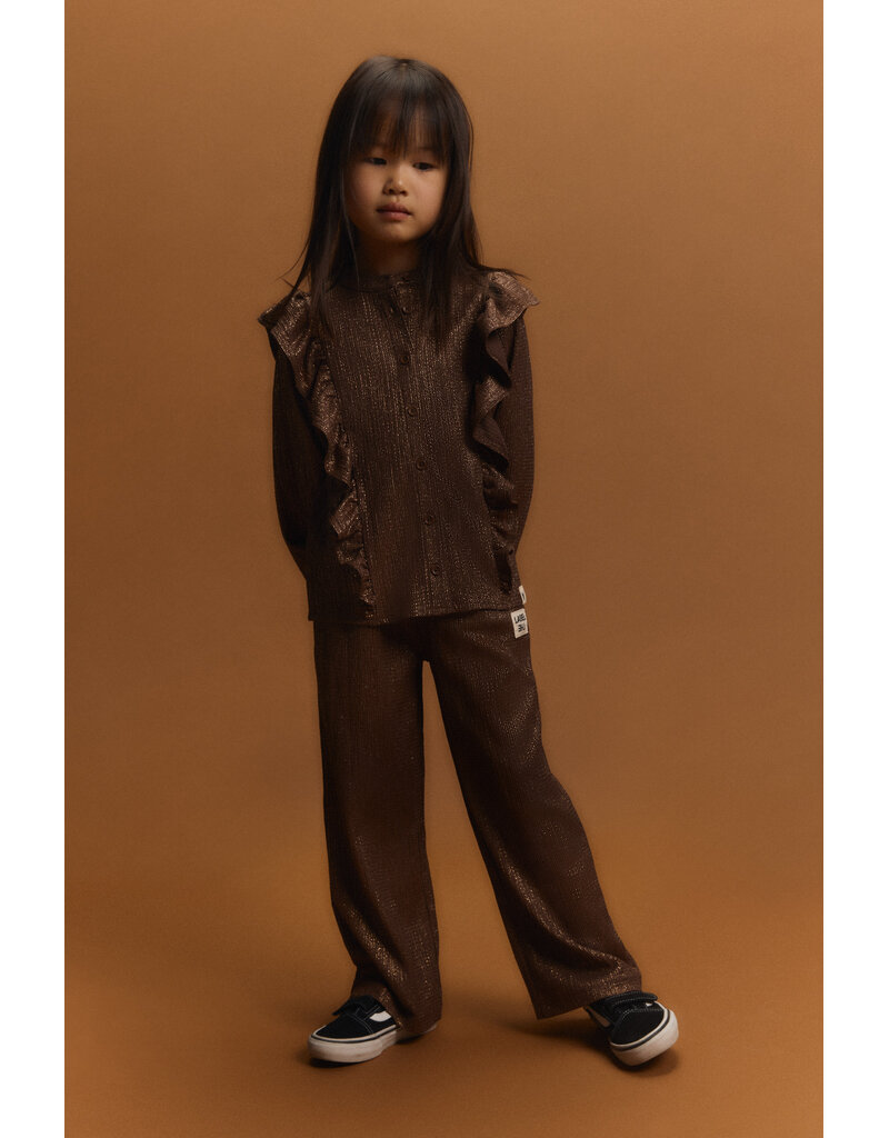 Alix the Label Knitted Shiny Wide Leg Pants Warm Brown
