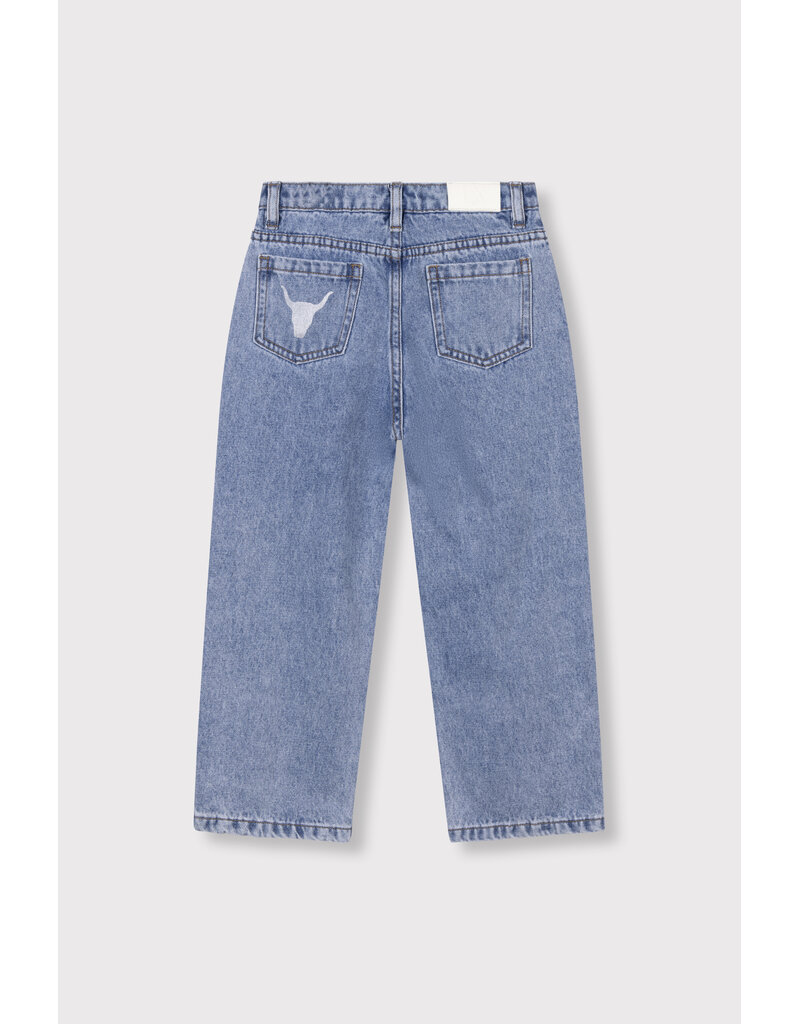 Alix the Label Woven Flowy Denim Pants Mid Denim Blue