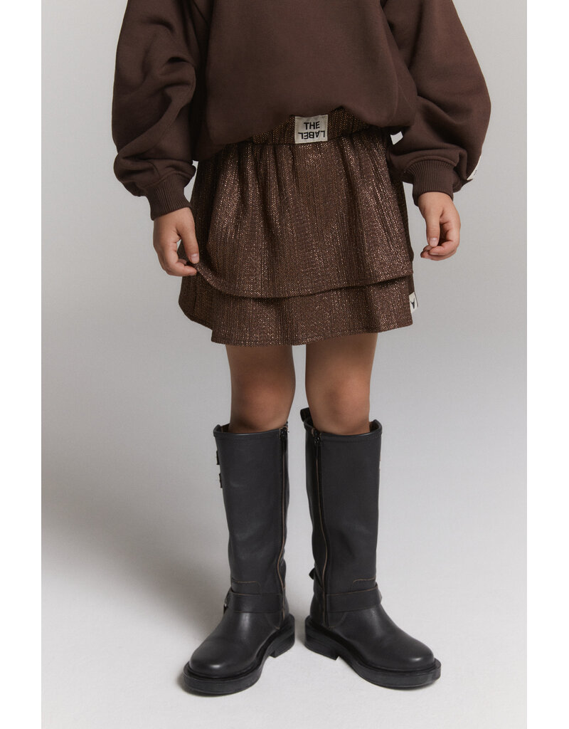 Alix the Label Knitted Shiny Skirt Warm Brown