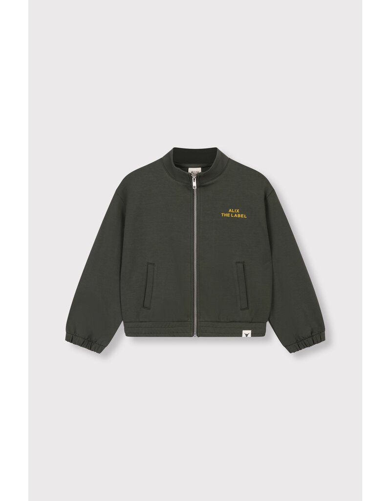 Alix the Label Knitted Zip Cardigan Army