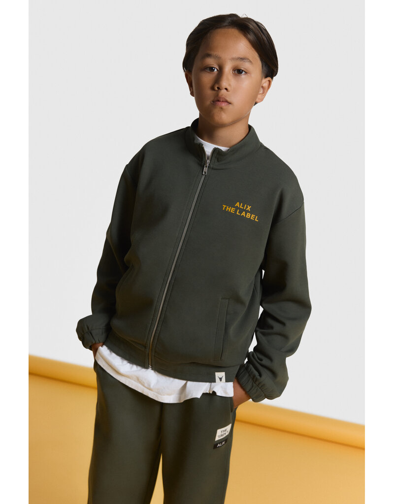 Alix the Label Knitted Zip Cardigan Army