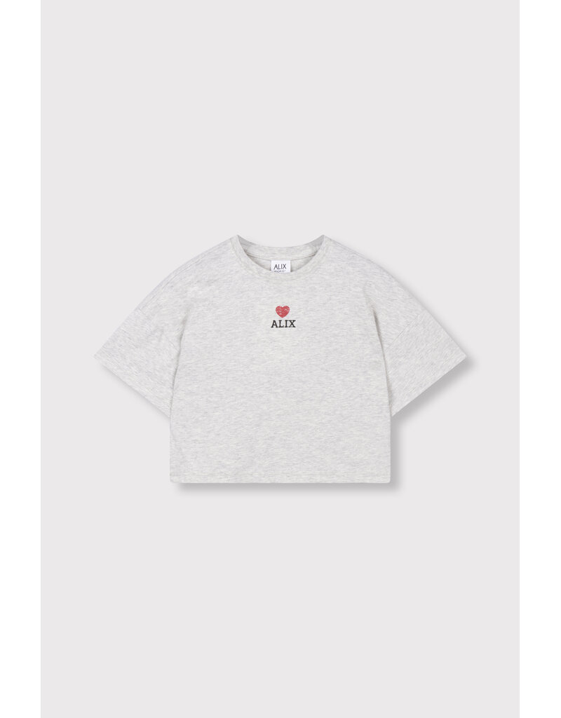 Alix the Label Knitted Batwing T-Shirt Light Grey Melange