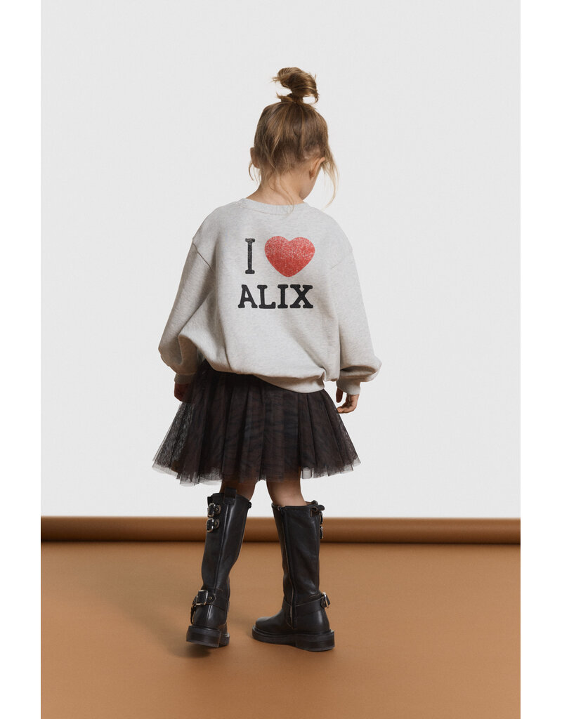 Alix the Label Knitted Batwing Sweater Light Grey Melange