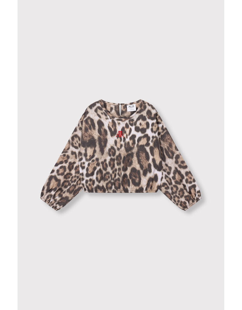 Alix the Label Woven Jaguar Cropped Sweater Animal