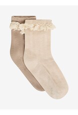 HUTTEliHUT Wool Lace Socks 2-Pack Camel Melange